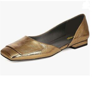 Wo Wagas Gold Pump Side Cut Block Low Heeled Square Toe Slip On Working Shoes